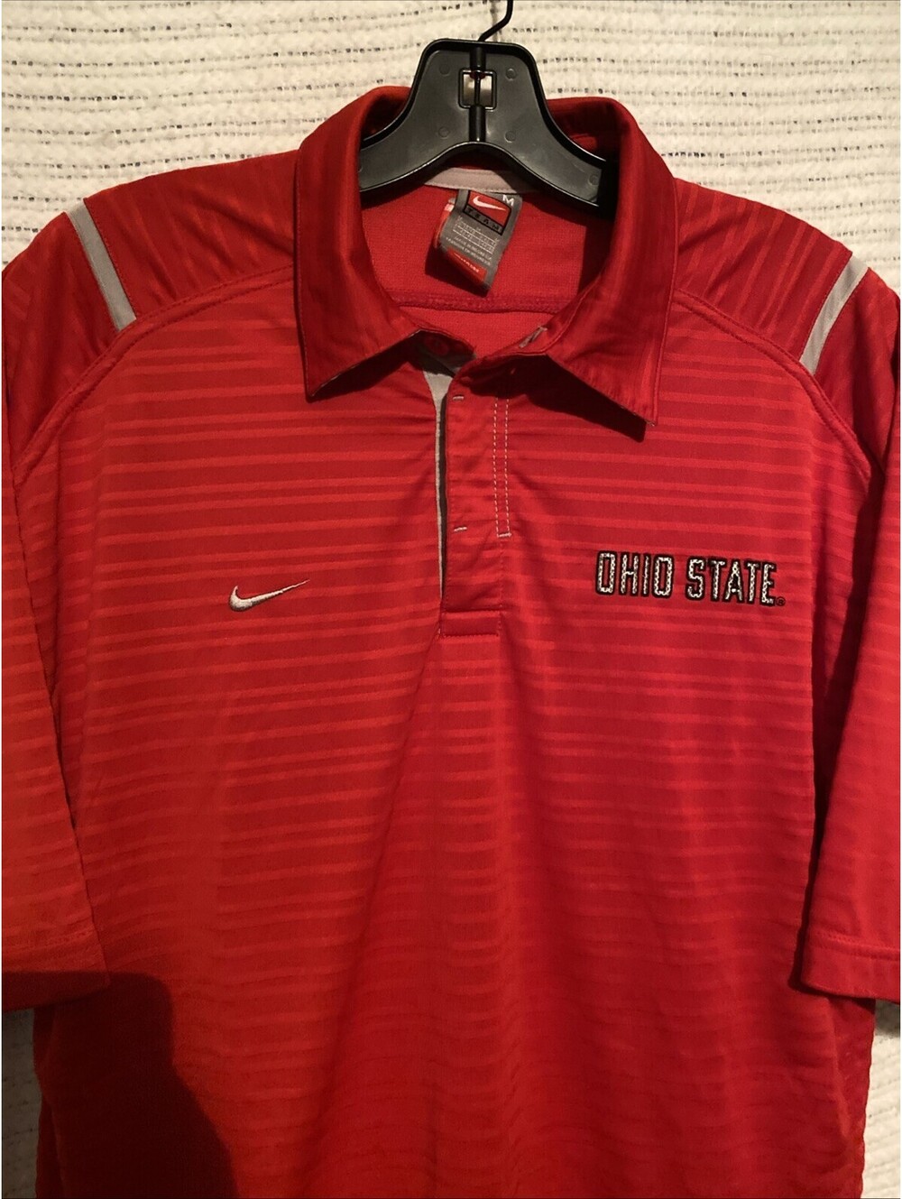 Ohio State Buckeyes Polo Shirt Men Medium Nike Dri Fit Performance Windshirt